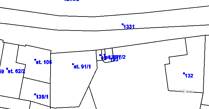 Parcela st. 177/2 v KÚ Panoší Újezd, Katastrální mapa