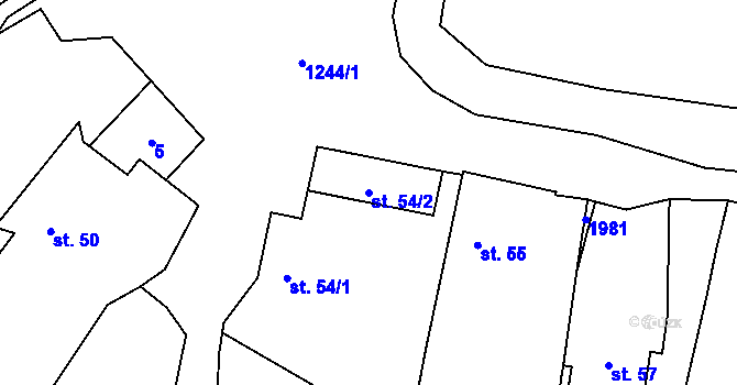 Parcela st. 54/2 v KÚ Panoší Újezd, Katastrální mapa