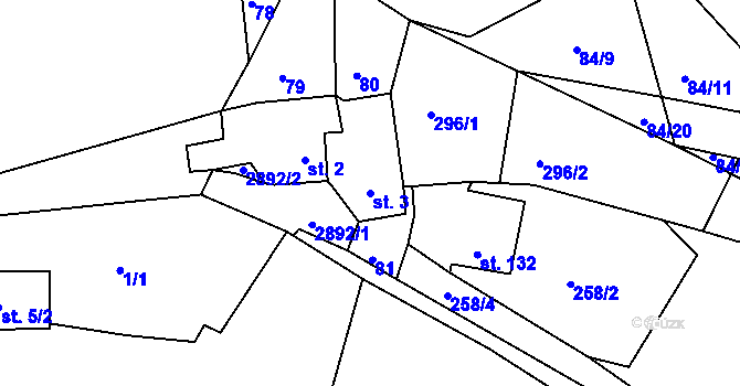 Parcela st. 3 v KÚ Panská Lhota, Katastrální mapa