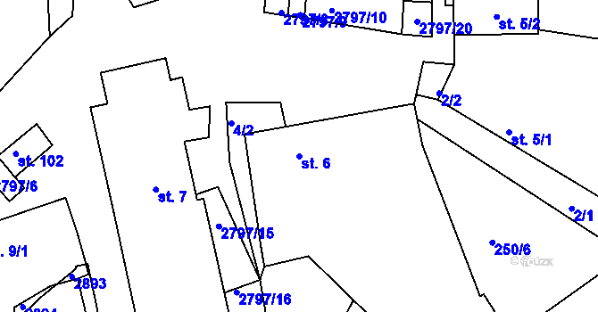 Parcela st. 6 v KÚ Panská Lhota, Katastrální mapa