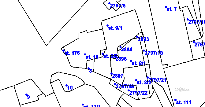 Parcela st. 9/2 v KÚ Panská Lhota, Katastrální mapa