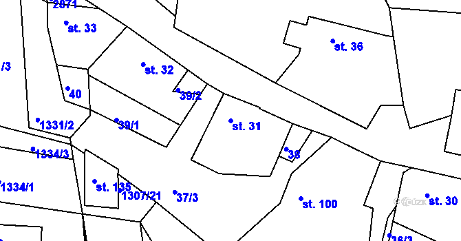 Parcela st. 31 v KÚ Panská Lhota, Katastrální mapa