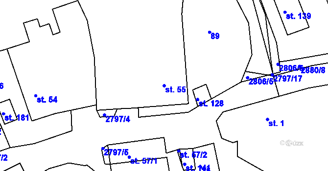 Parcela st. 55 v KÚ Panská Lhota, Katastrální mapa