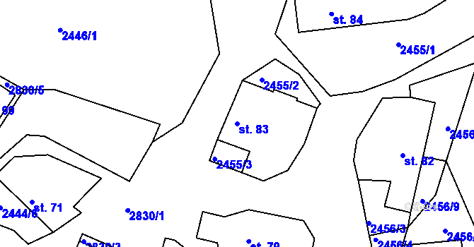 Parcela st. 83 v KÚ Panská Lhota, Katastrální mapa