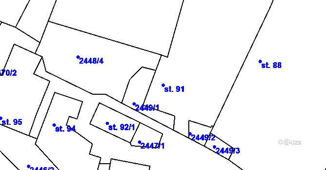 Parcela st. 91 v KÚ Panská Lhota, Katastrální mapa