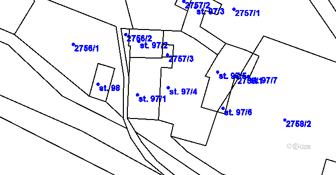 Parcela st. 97/4 v KÚ Panská Lhota, Katastrální mapa