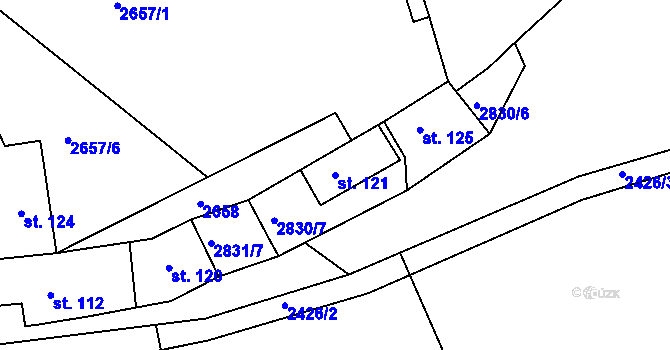 Parcela st. 121 v KÚ Panská Lhota, Katastrální mapa
