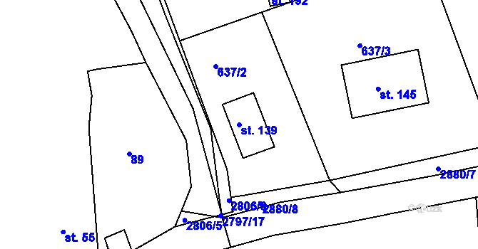 Parcela st. 139 v KÚ Panská Lhota, Katastrální mapa