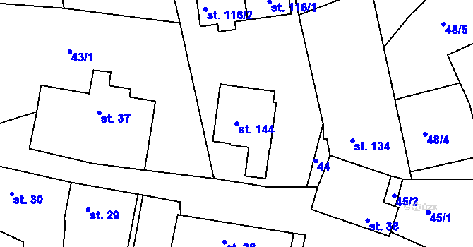 Parcela st. 144 v KÚ Panská Lhota, Katastrální mapa