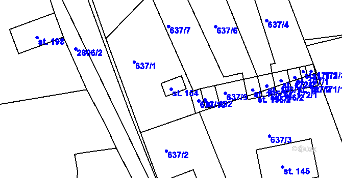Parcela st. 154 v KÚ Panská Lhota, Katastrální mapa