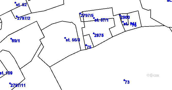 Parcela st. 75 v KÚ Panská Lhota, Katastrální mapa