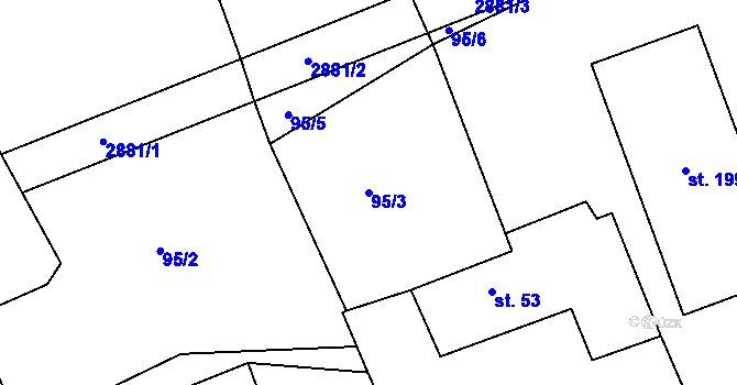 Parcela st. 95/3 v KÚ Panská Lhota, Katastrální mapa