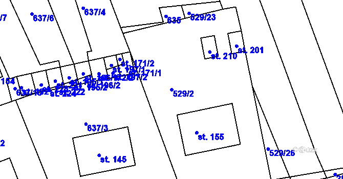 Parcela st. 529/2 v KÚ Panská Lhota, Katastrální mapa