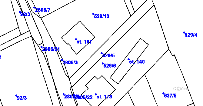 Parcela st. 529/5 v KÚ Panská Lhota, Katastrální mapa