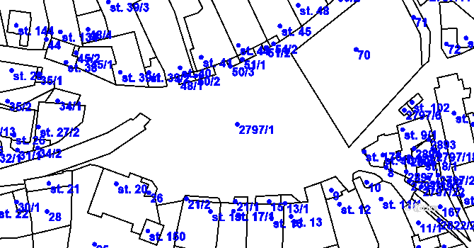 Parcela st. 2797/1 v KÚ Panská Lhota, Katastrální mapa