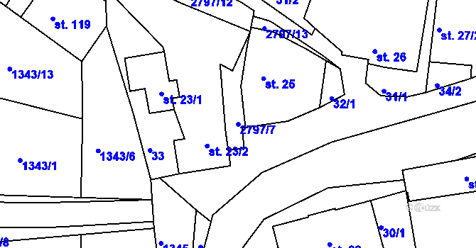 Parcela st. 2797/7 v KÚ Panská Lhota, Katastrální mapa