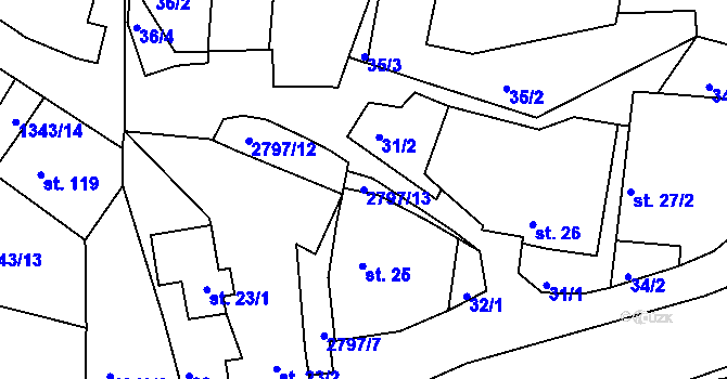 Parcela st. 2797/13 v KÚ Panská Lhota, Katastrální mapa