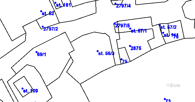 Parcela st. 56/3 v KÚ Panská Lhota, Katastrální mapa