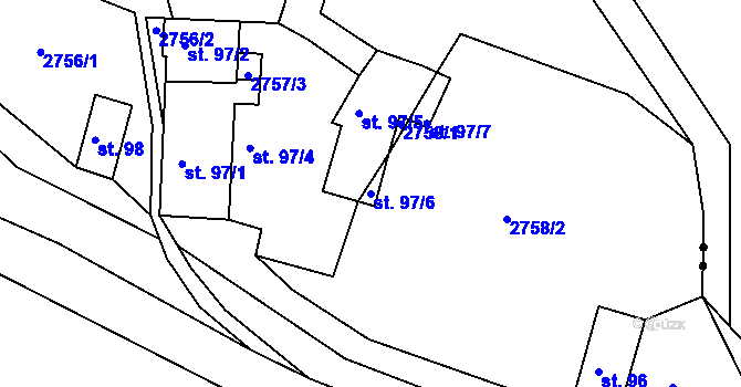 Parcela st. 97/6 v KÚ Panská Lhota, Katastrální mapa