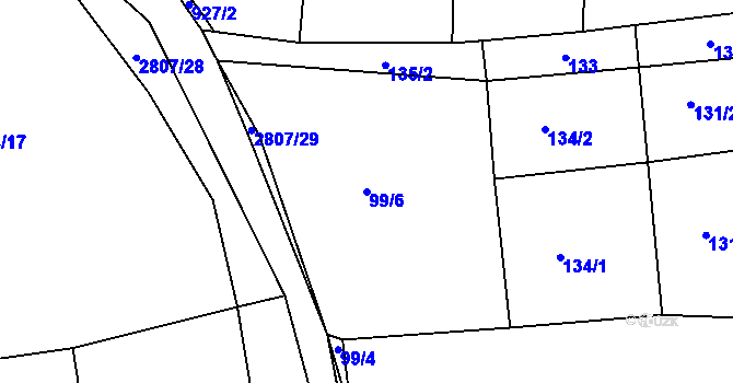 Parcela st. 99/6 v KÚ Panská Lhota, Katastrální mapa