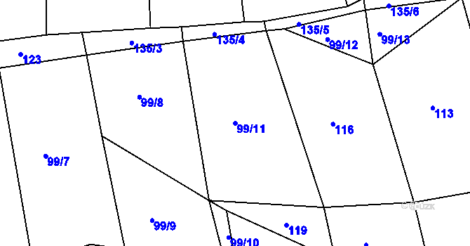 Parcela st. 99/11 v KÚ Panská Lhota, Katastrální mapa