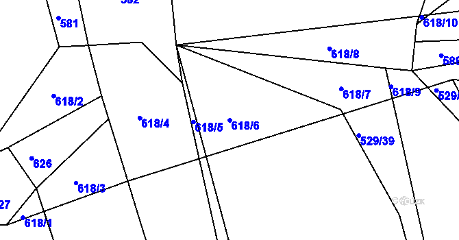 Parcela st. 618/6 v KÚ Panská Lhota, Katastrální mapa