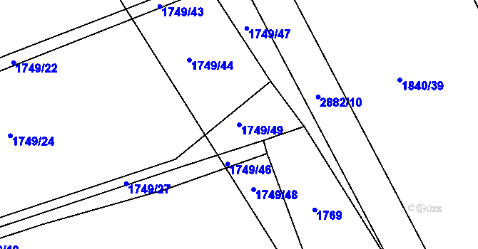 Parcela st. 1749/49 v KÚ Panská Lhota, Katastrální mapa
