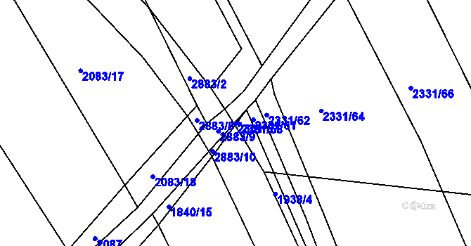 Parcela st. 2331/57 v KÚ Panská Lhota, Katastrální mapa