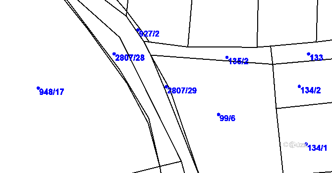Parcela st. 2807/29 v KÚ Panská Lhota, Katastrální mapa