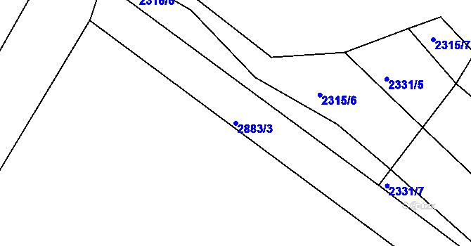 Parcela st. 2883/3 v KÚ Panská Lhota, Katastrální mapa