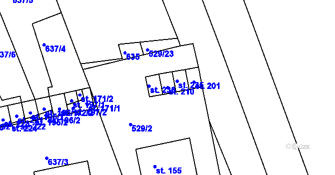 Parcela st. 210 v KÚ Panská Lhota, Katastrální mapa