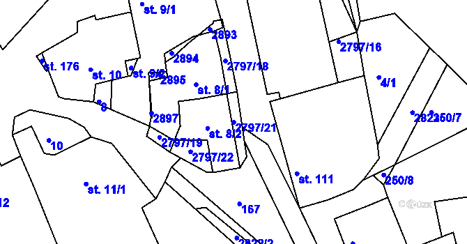 Parcela st. 2797/21 v KÚ Panská Lhota, Katastrální mapa