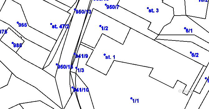 Parcela st. 1 v KÚ Panské Dubenky, Katastrální mapa