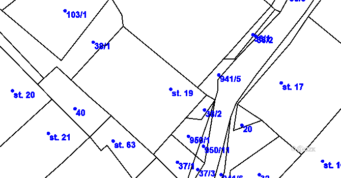 Parcela st. 19 v KÚ Panské Dubenky, Katastrální mapa