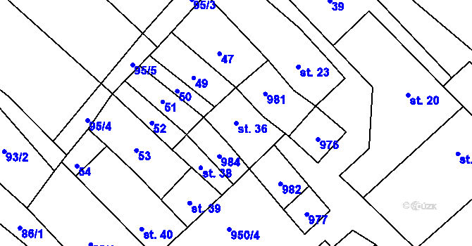 Parcela st. 36 v KÚ Panské Dubenky, Katastrální mapa