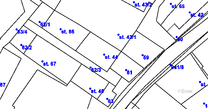 Parcela st. 44 v KÚ Panské Dubenky, Katastrální mapa