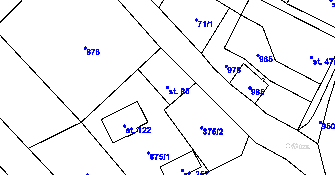 Parcela st. 85 v KÚ Panské Dubenky, Katastrální mapa