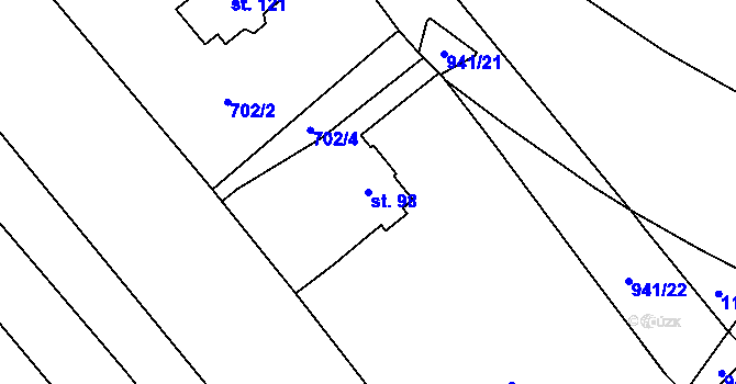 Parcela st. 98 v KÚ Panské Dubenky, Katastrální mapa