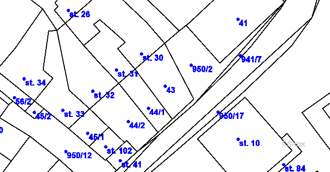 Parcela st. 43 v KÚ Panské Dubenky, Katastrální mapa