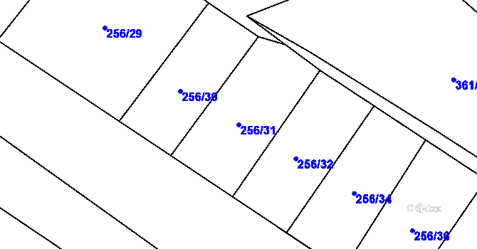 Parcela st. 256/31 v KÚ Panské Dubenky, Katastrální mapa