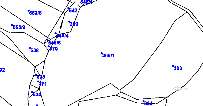 Parcela st. 366/1 v KÚ Panské Dubenky, Katastrální mapa