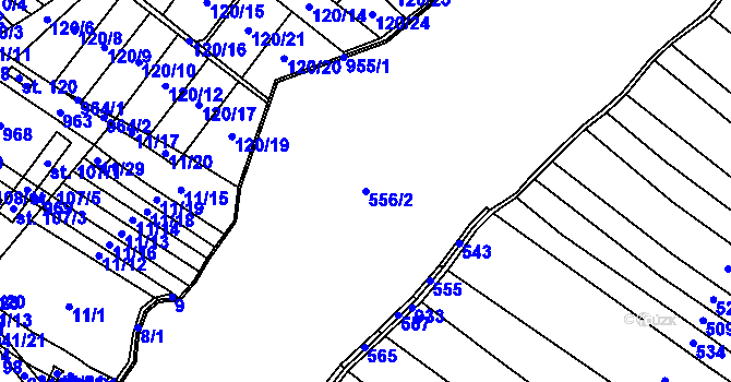 Parcela st. 556/2 v KÚ Panské Dubenky, Katastrální mapa