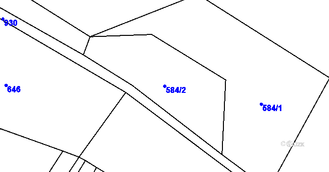 Parcela st. 584/2 v KÚ Panské Dubenky, Katastrální mapa