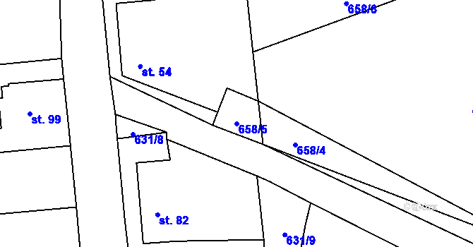 Parcela st. 658/5 v KÚ Panské Dubenky, Katastrální mapa
