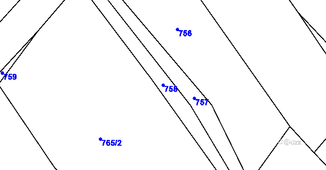 Parcela st. 758 v KÚ Panské Dubenky, Katastrální mapa