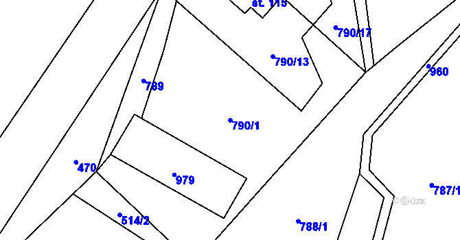 Parcela st. 790/1 v KÚ Panské Dubenky, Katastrální mapa