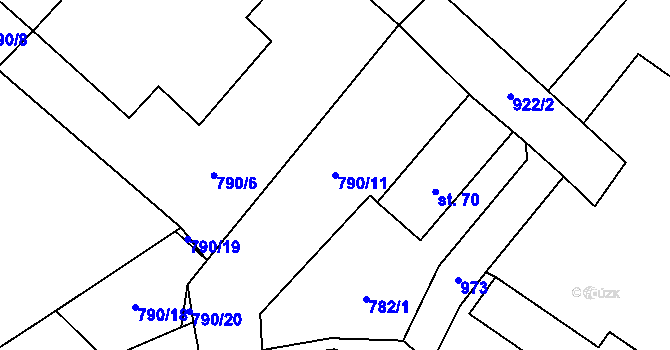 Parcela st. 790/11 v KÚ Panské Dubenky, Katastrální mapa