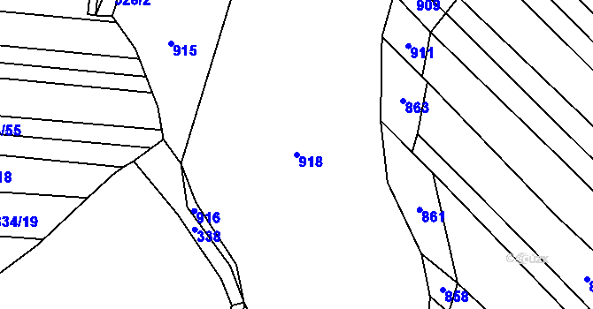 Parcela st. 918 v KÚ Panské Dubenky, Katastrální mapa