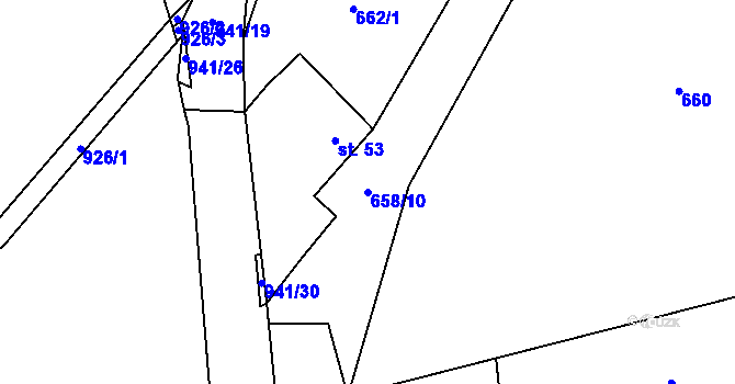 Parcela st. 658/10 v KÚ Panské Dubenky, Katastrální mapa
