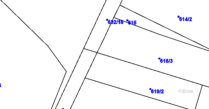 Parcela st. 619/4 v KÚ Panské Dubenky, Katastrální mapa
